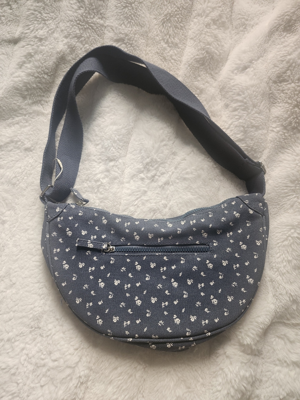 Source Unknown Blue Floral Crescent Crossbody Bag